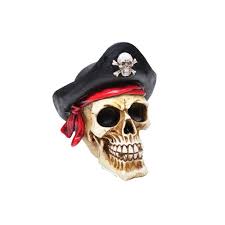 Cranio Caveira Pirata Com Chapéu 12cm Resina